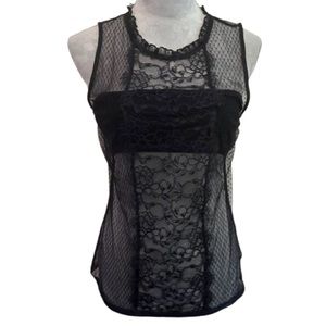 Express Sheer Lace Mock Neck Blouse With Attached Bandeau